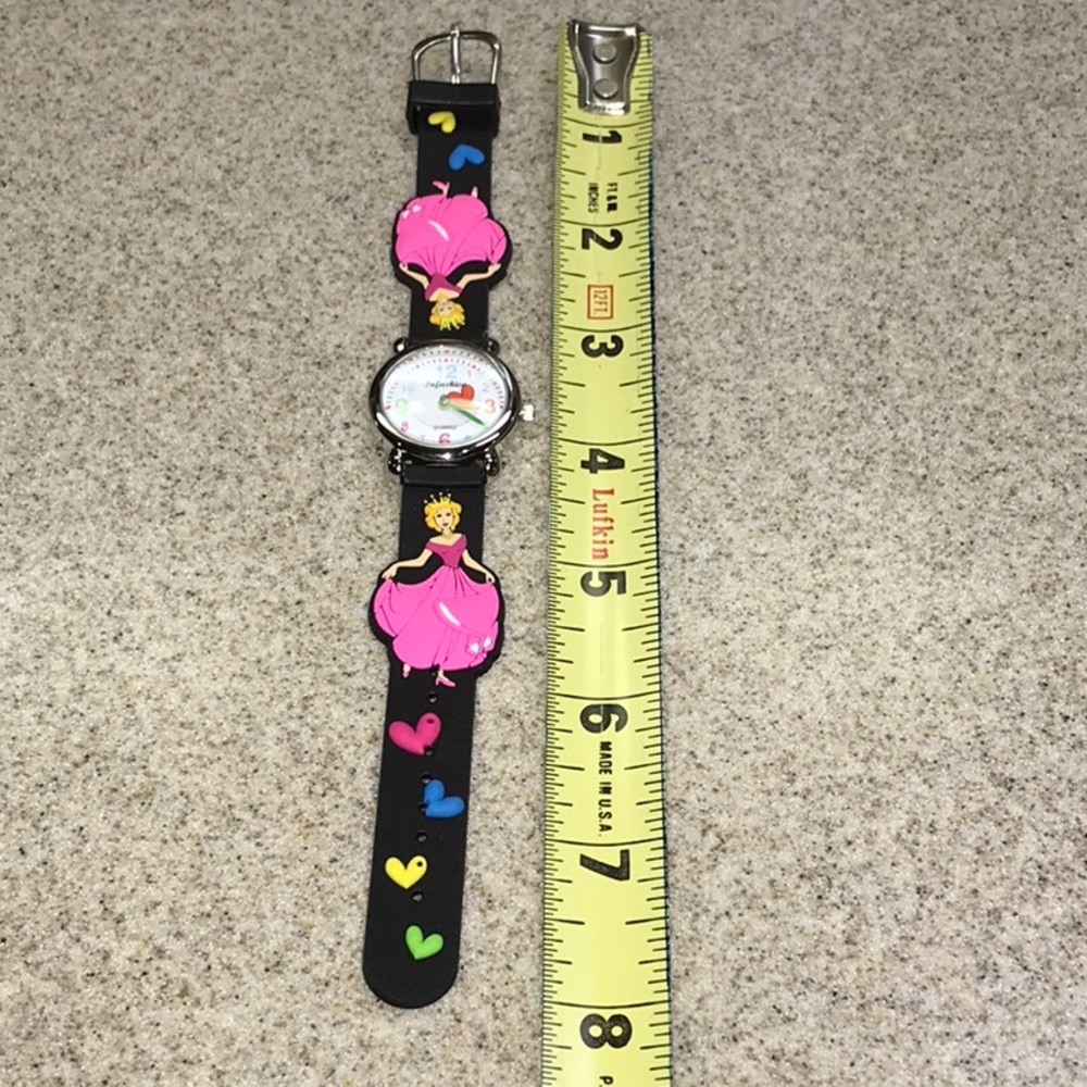 Girls Watch Black with Pink Princess and Hearts - Picture 5 of 8